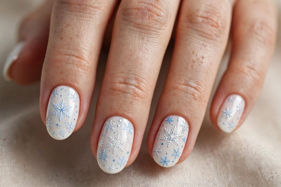 Snowflake White Art nail design