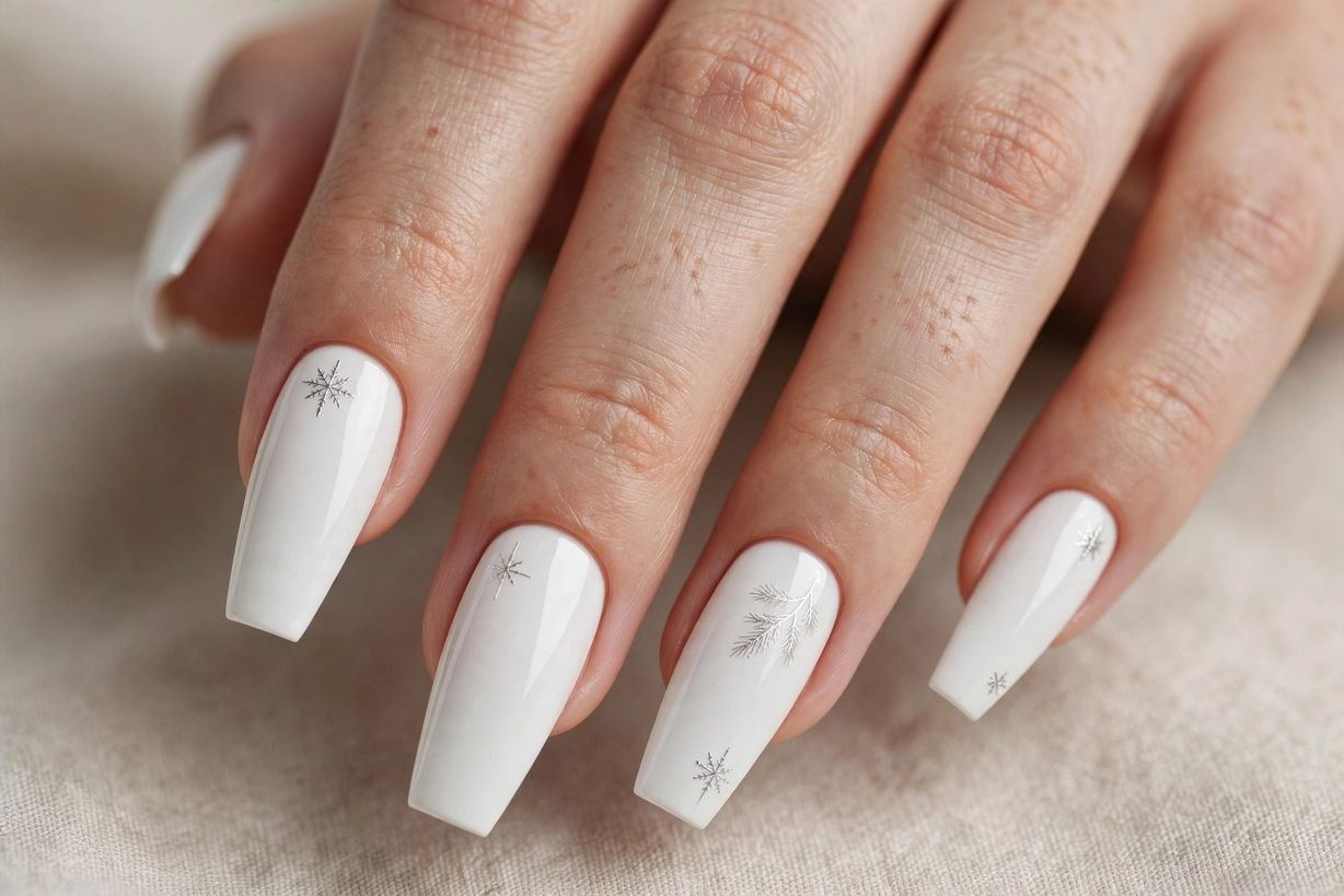 Porcelain White Coffin nail design