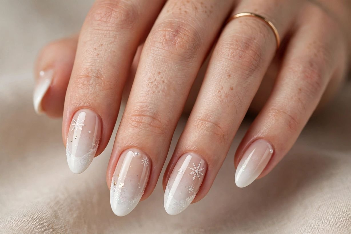 White Ombré Fade nail design
