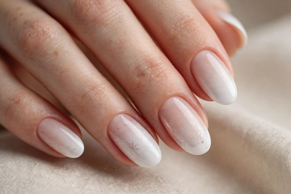 White Ombré Fade nail design