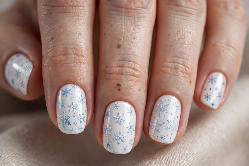 Snowflake White Art nail design