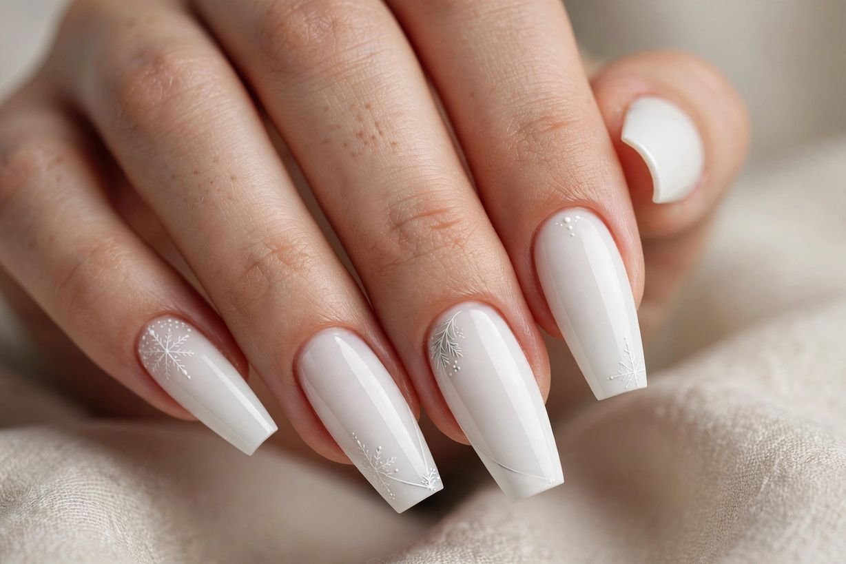 Porcelain White Coffin nail design