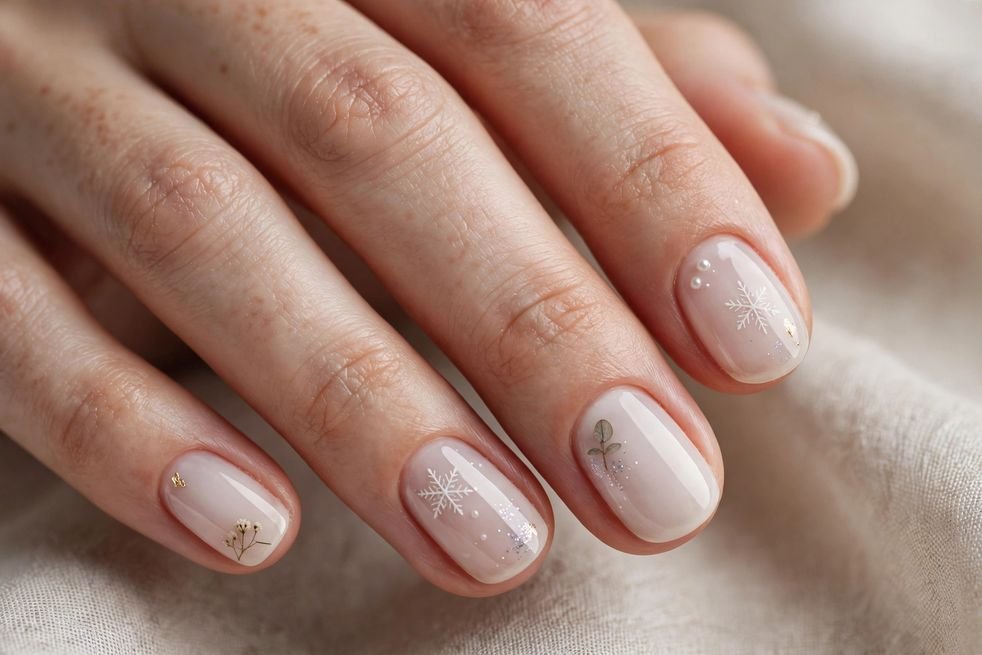 Milk Bath White nail design