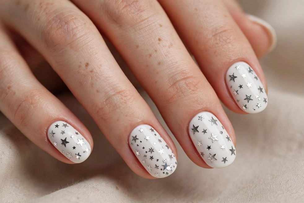 White Star Accents nail design