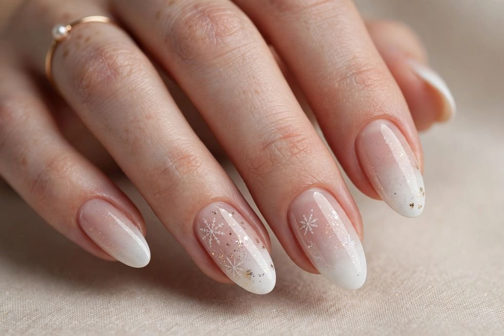 White Ombré Fade nail design