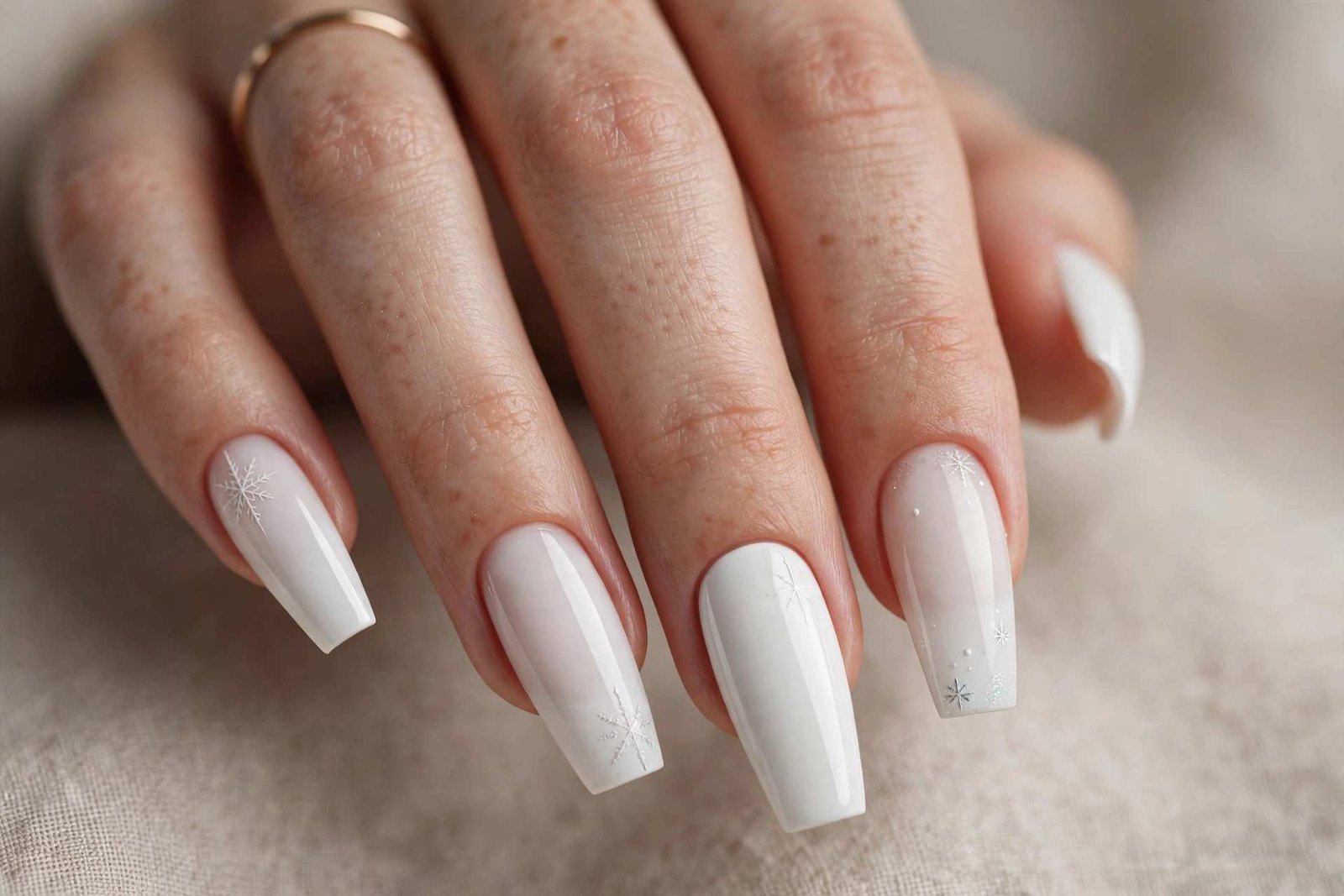 Porcelain White Coffin nail design