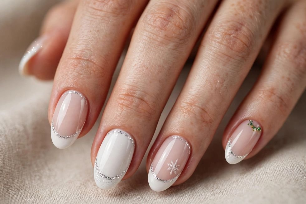 White French with a Twist nail design