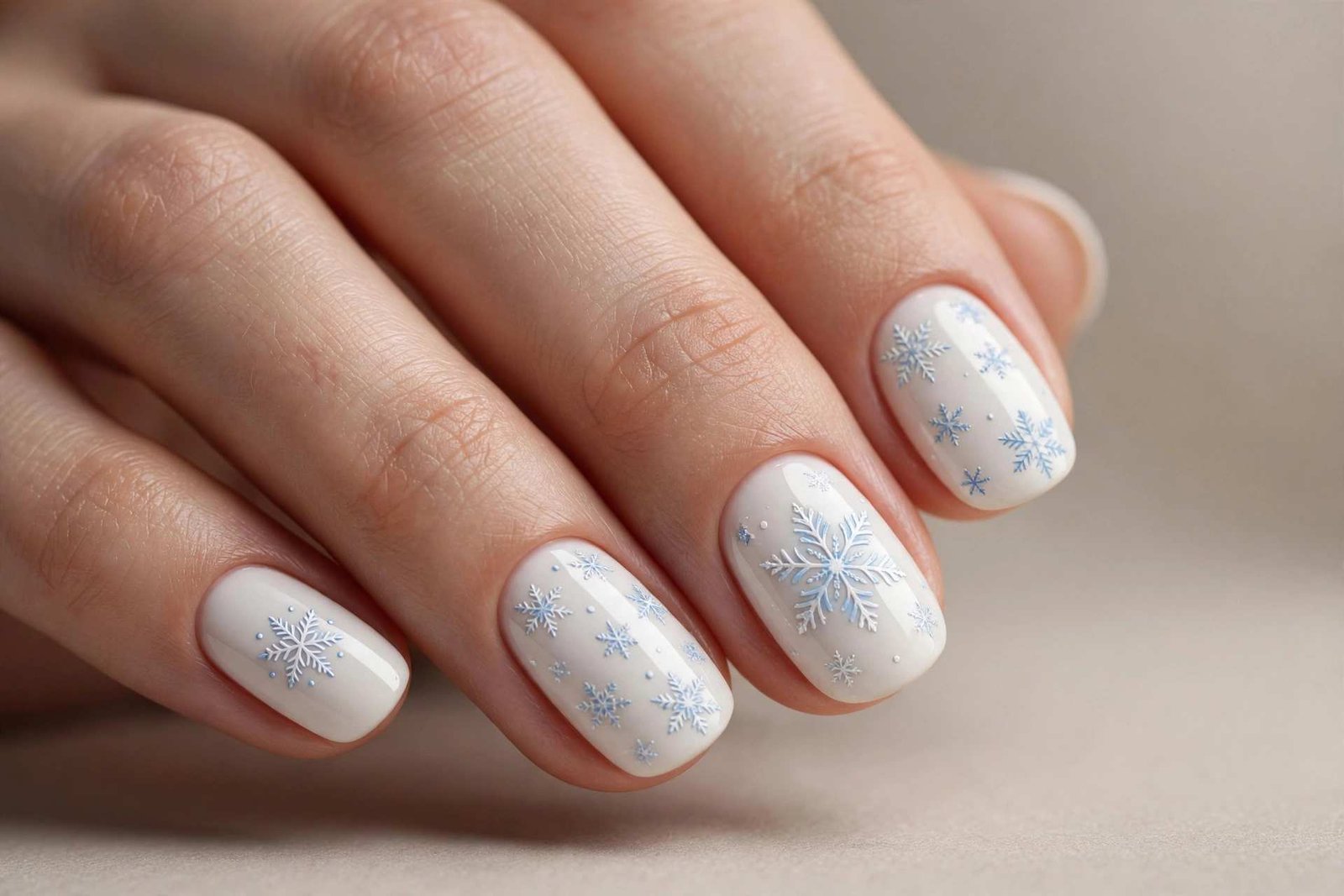 Snowflake White Art nail design