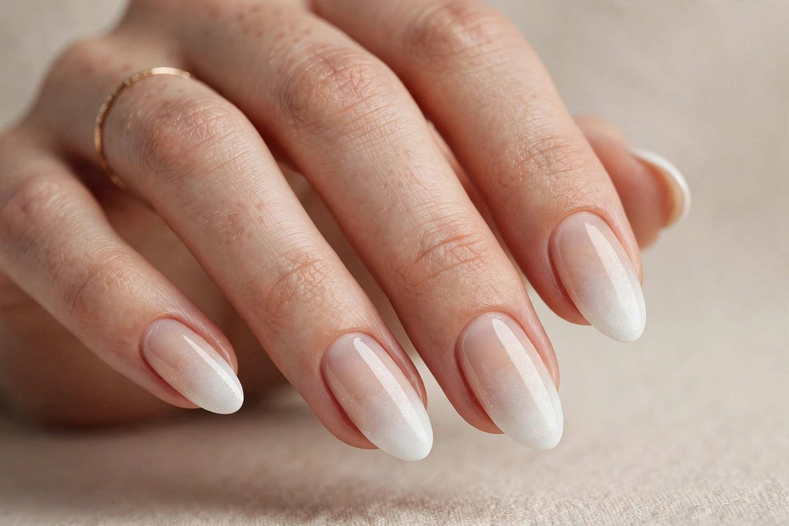 White Ombré Fade nail design
