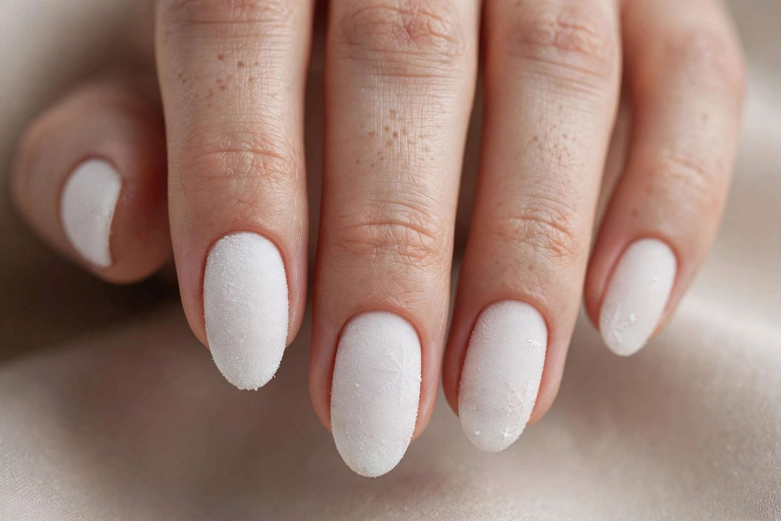 Frosted White Matte nail design