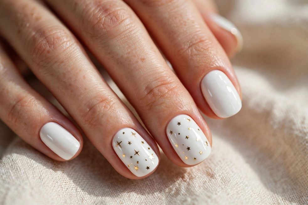 White Star Accents nail design