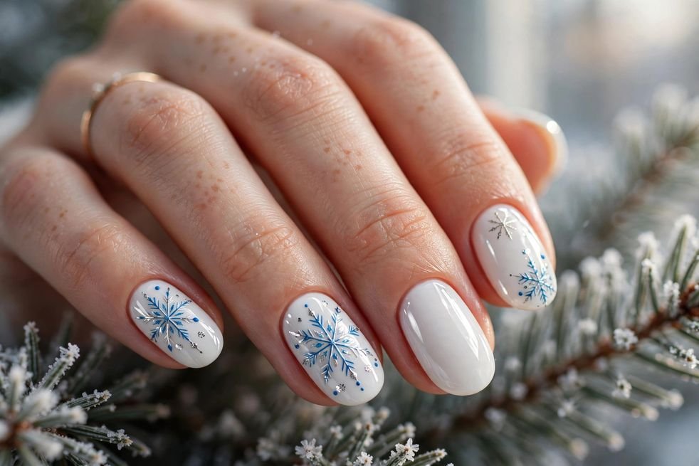Snowflake White Art nail design