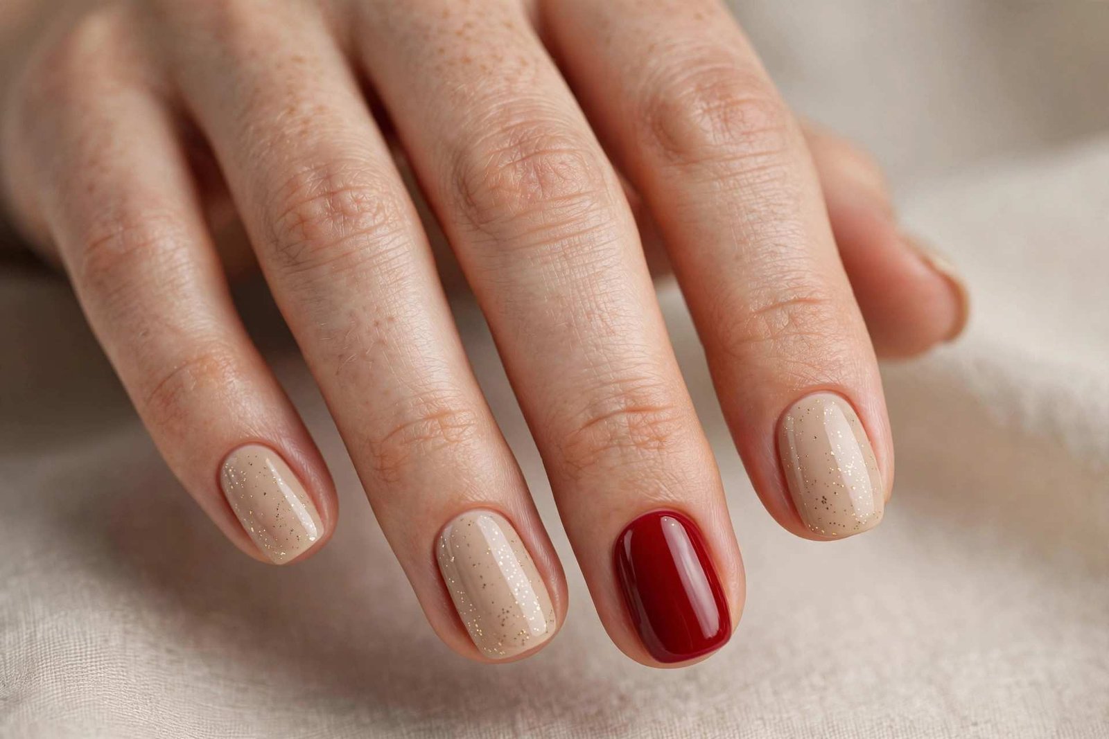 Single Red Accent nail design