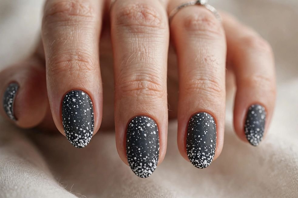 White Dot Snow nail design