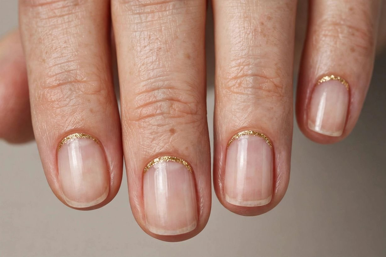 Clear with Glitter Cuticle nail design