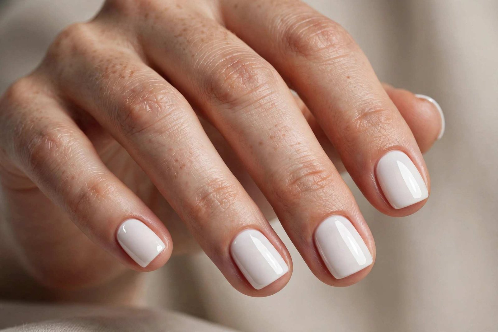 White Short Minimal nail design