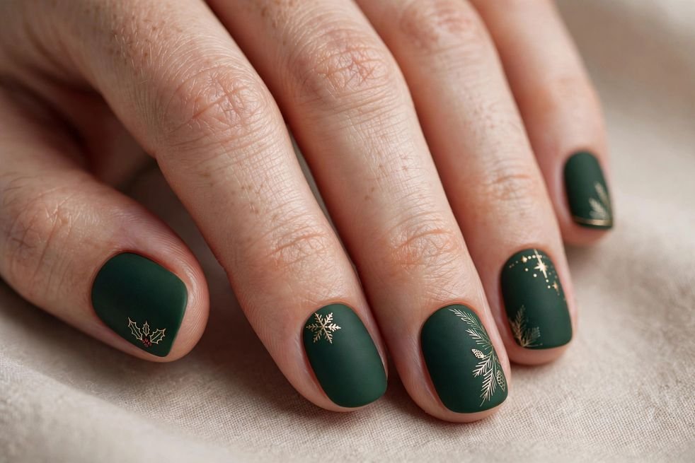 Matte Short Green nail design