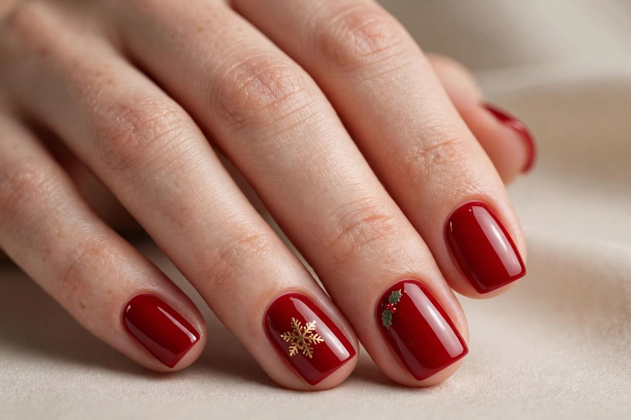 Short Red Classic nail design