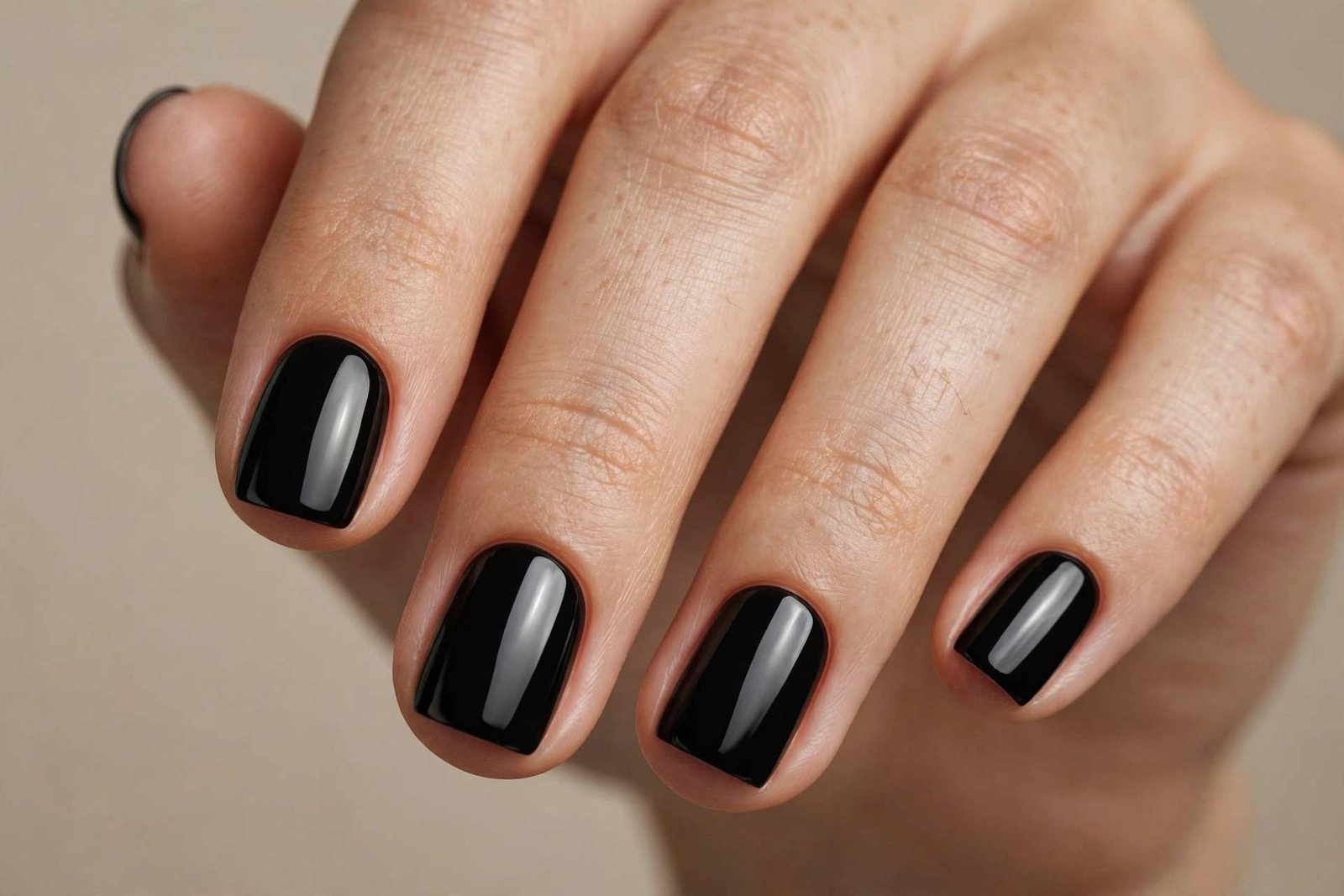 Black Short Gloss nail design