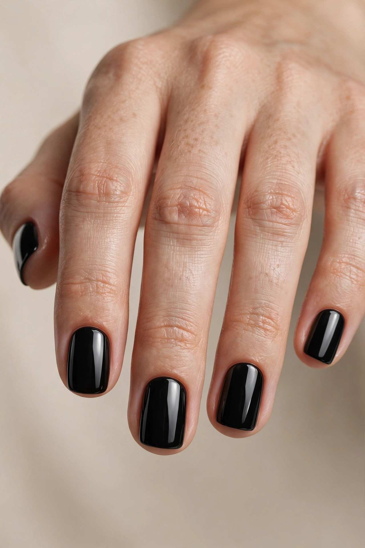 Black Short Gloss nail design