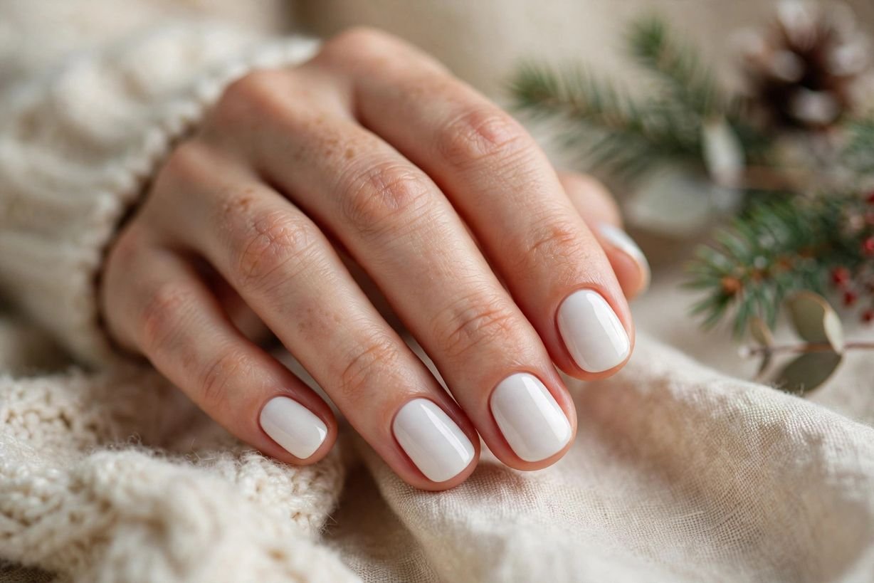 White Short Minimal nail design