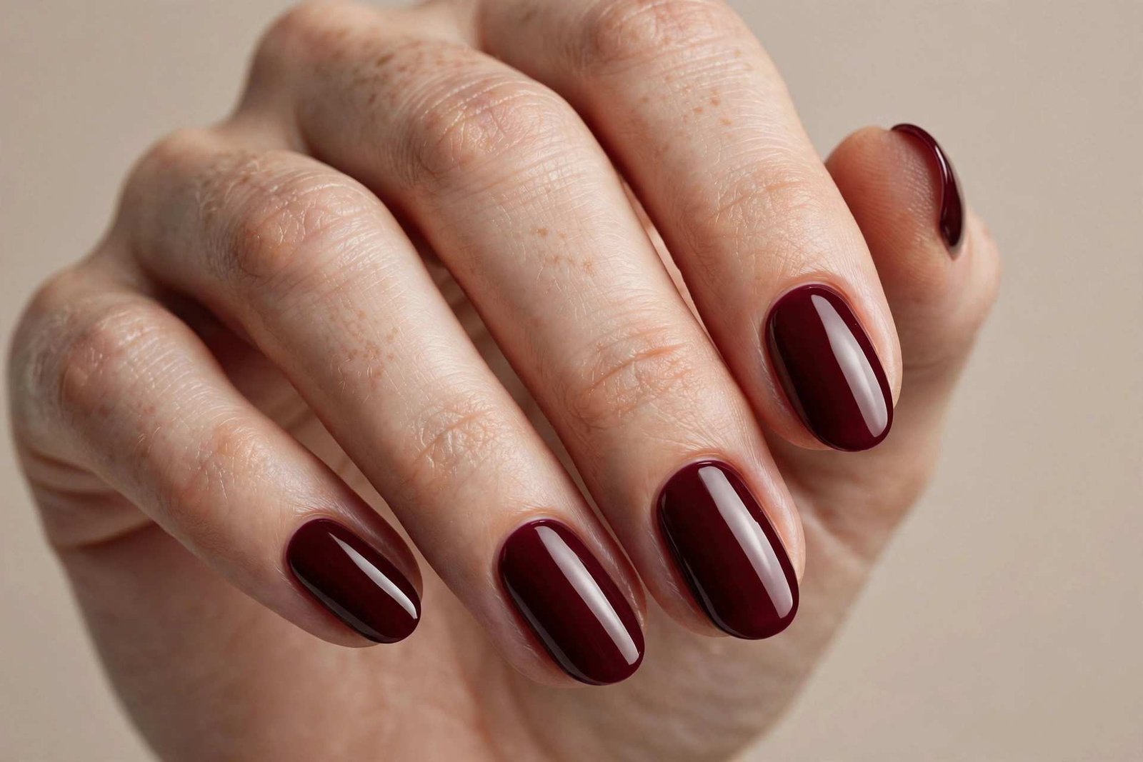 Burgundy Short Almond nail design