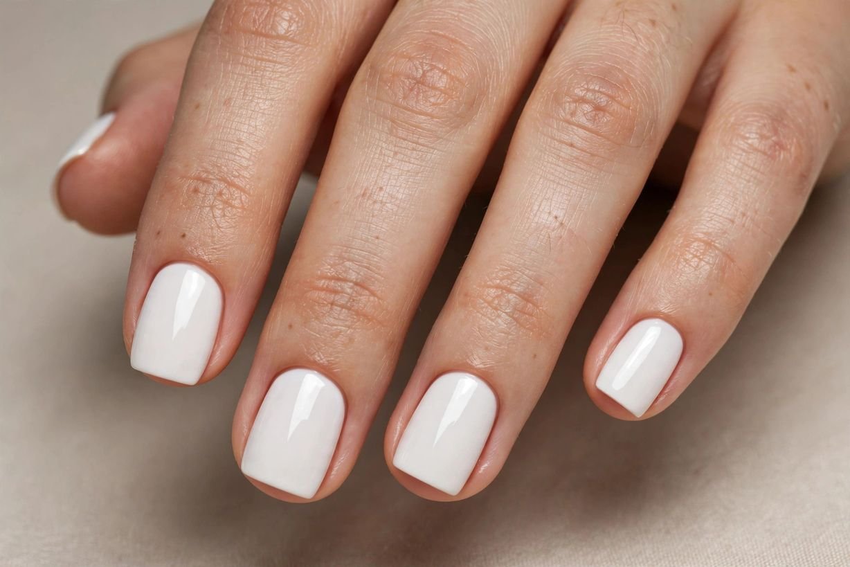 White Short Minimal nail design
