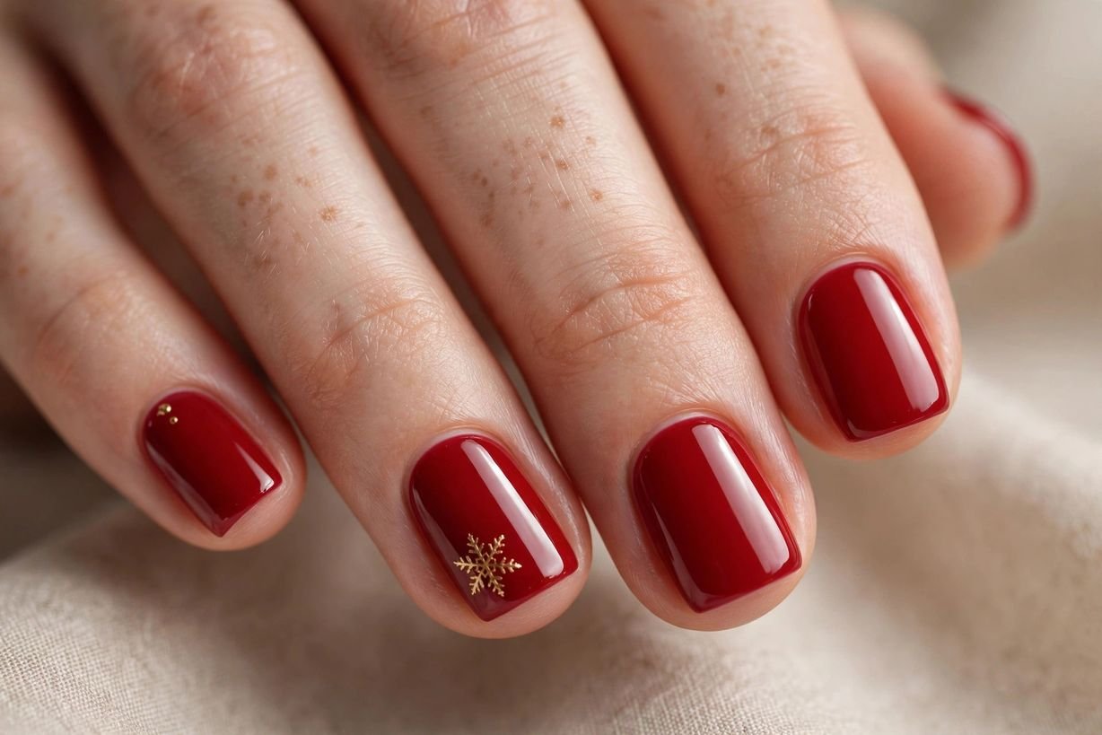 Short Red Classic nail design