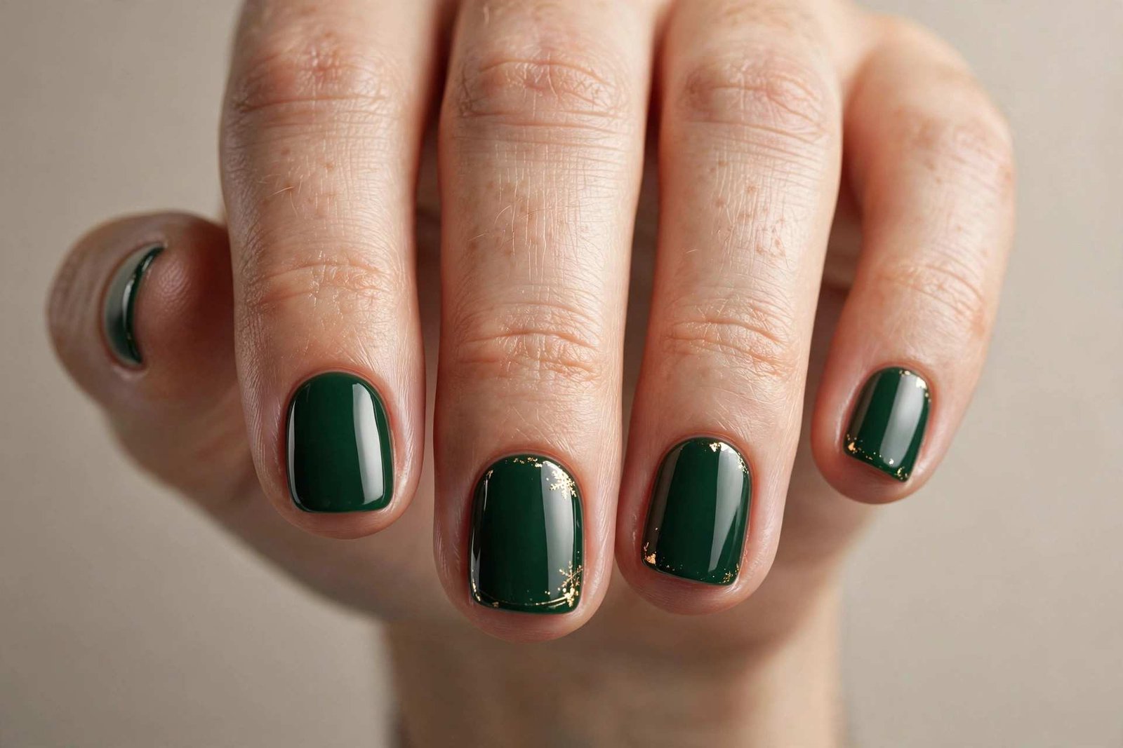 Dark Green Short nail design