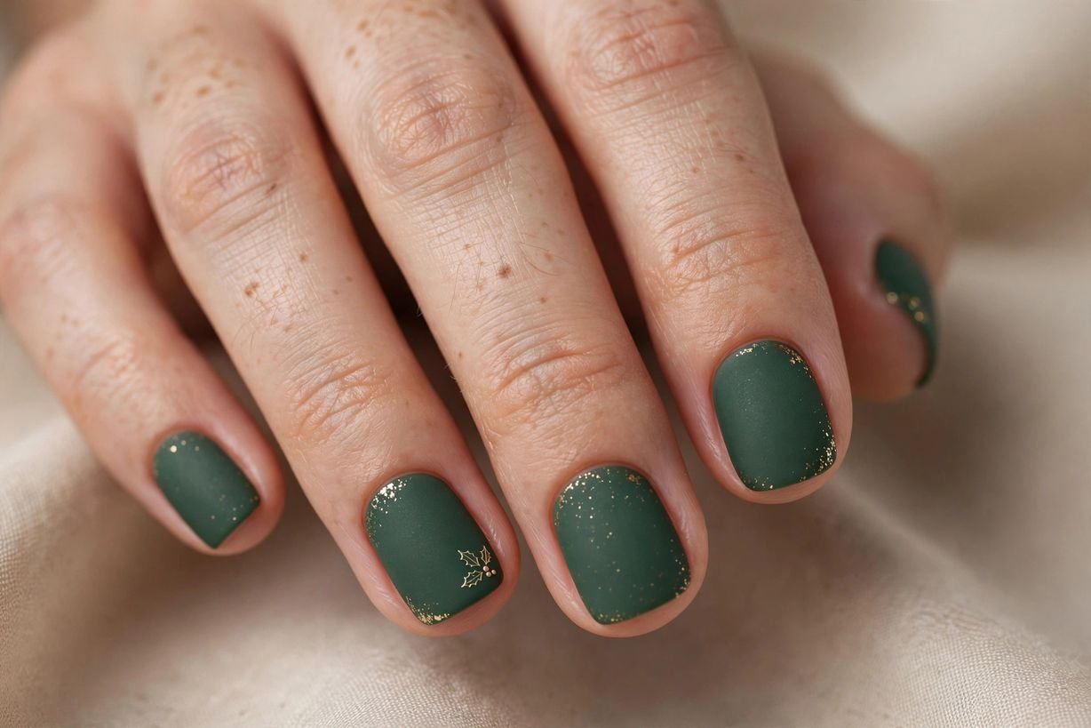 Matte Short Green nail design