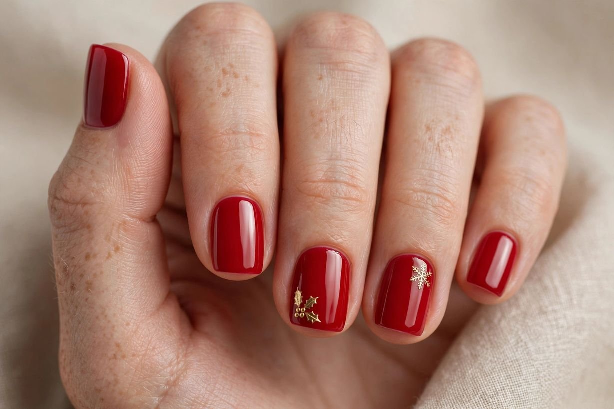 Short Red Classic nail design