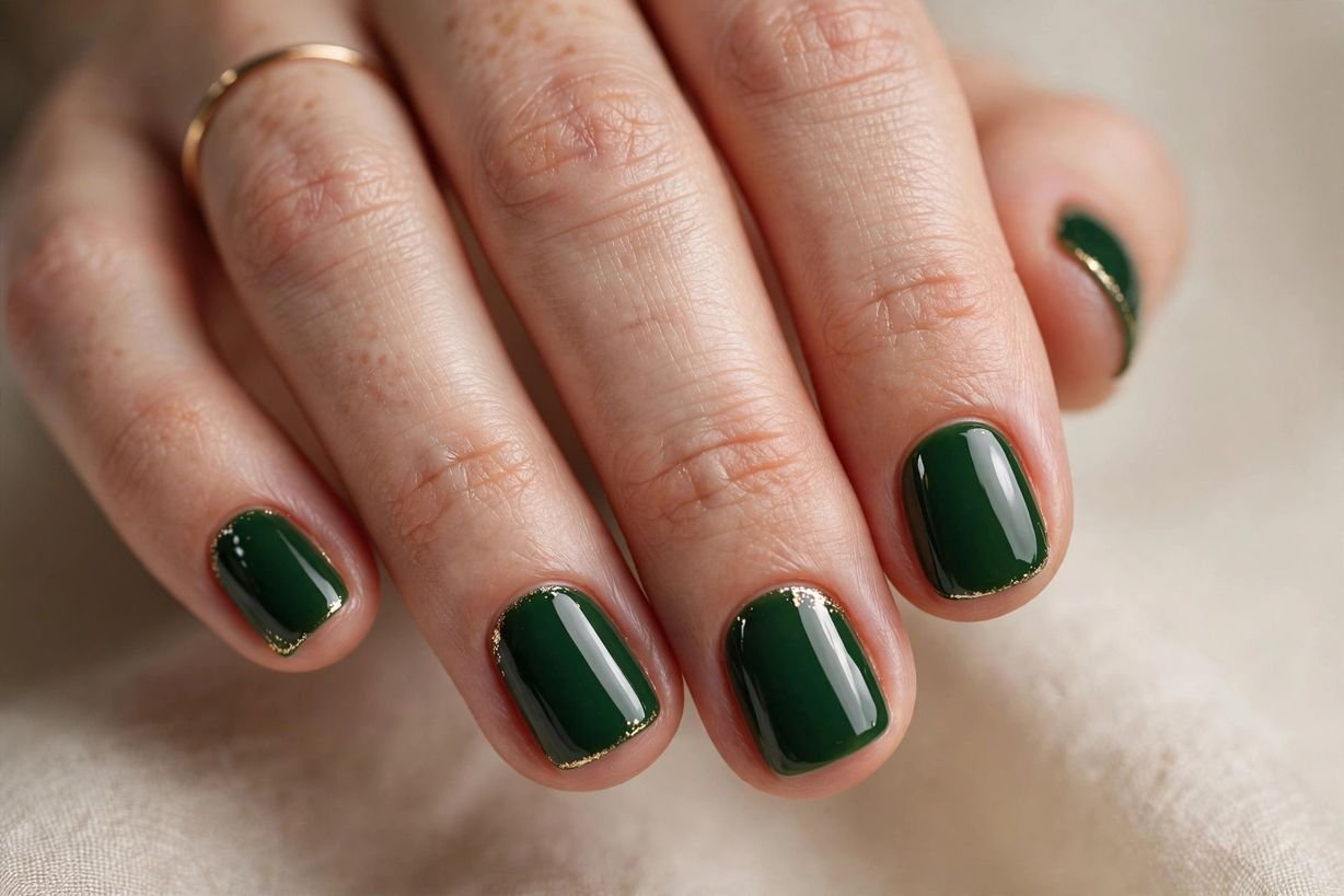 Dark Green Short nail design