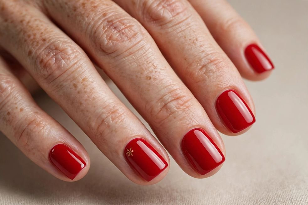 Short Red Classic nail design