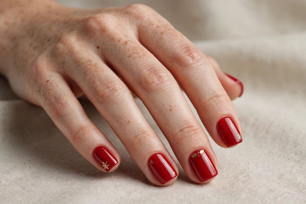 Short Red Classic nail design