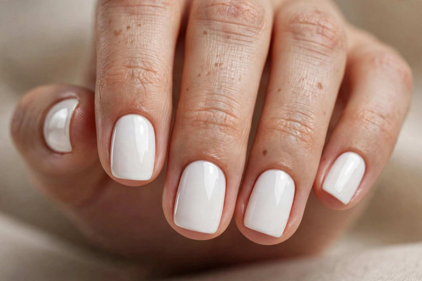 White Short Minimal nail design