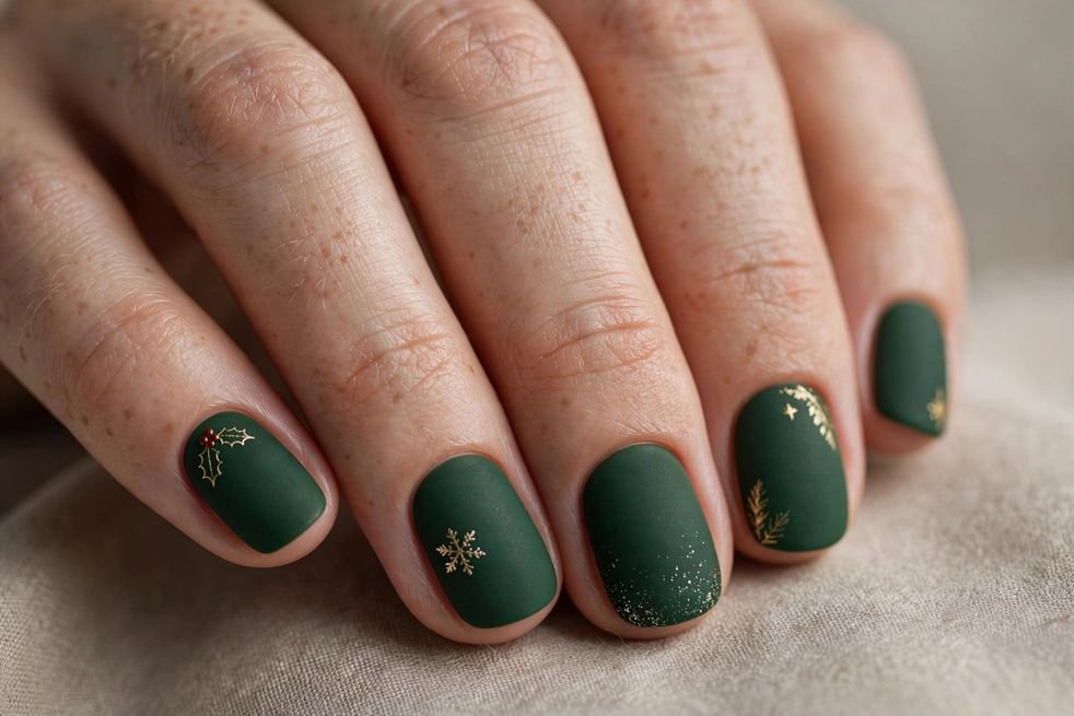 Matte Short Green nail design
