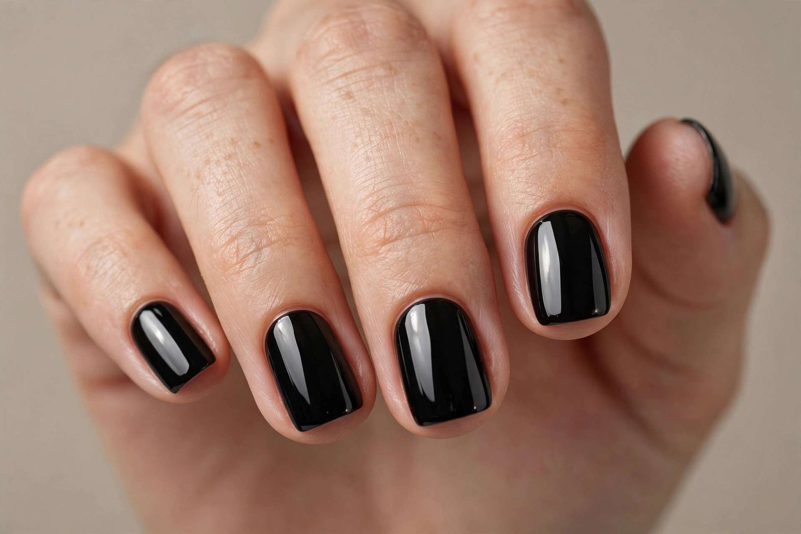 Black Short Gloss nail design