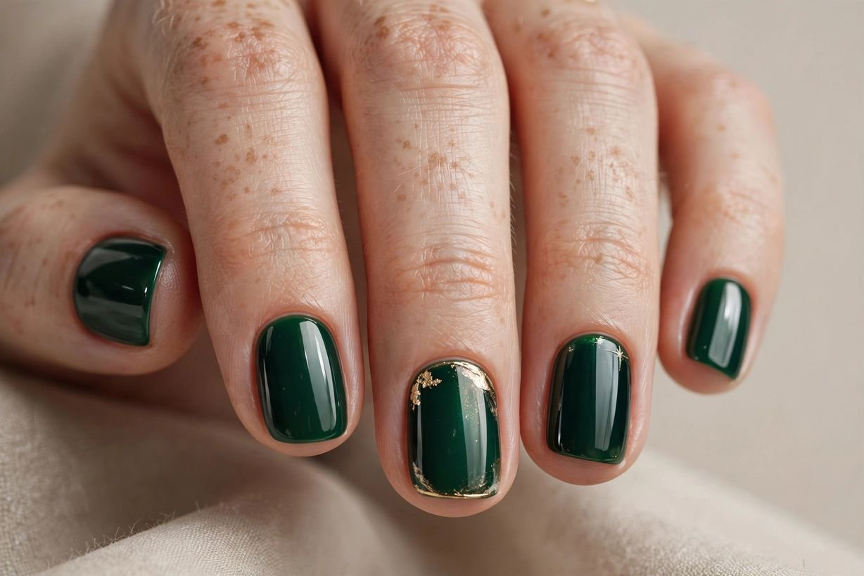 Dark Green Short nail design