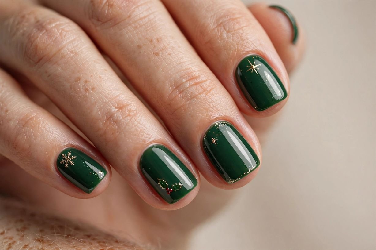 Dark Green Short nail design