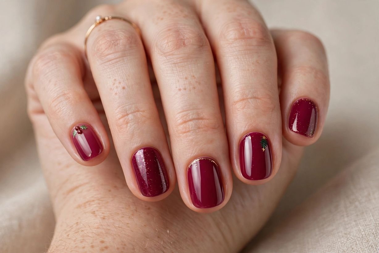 Berry Short nail design