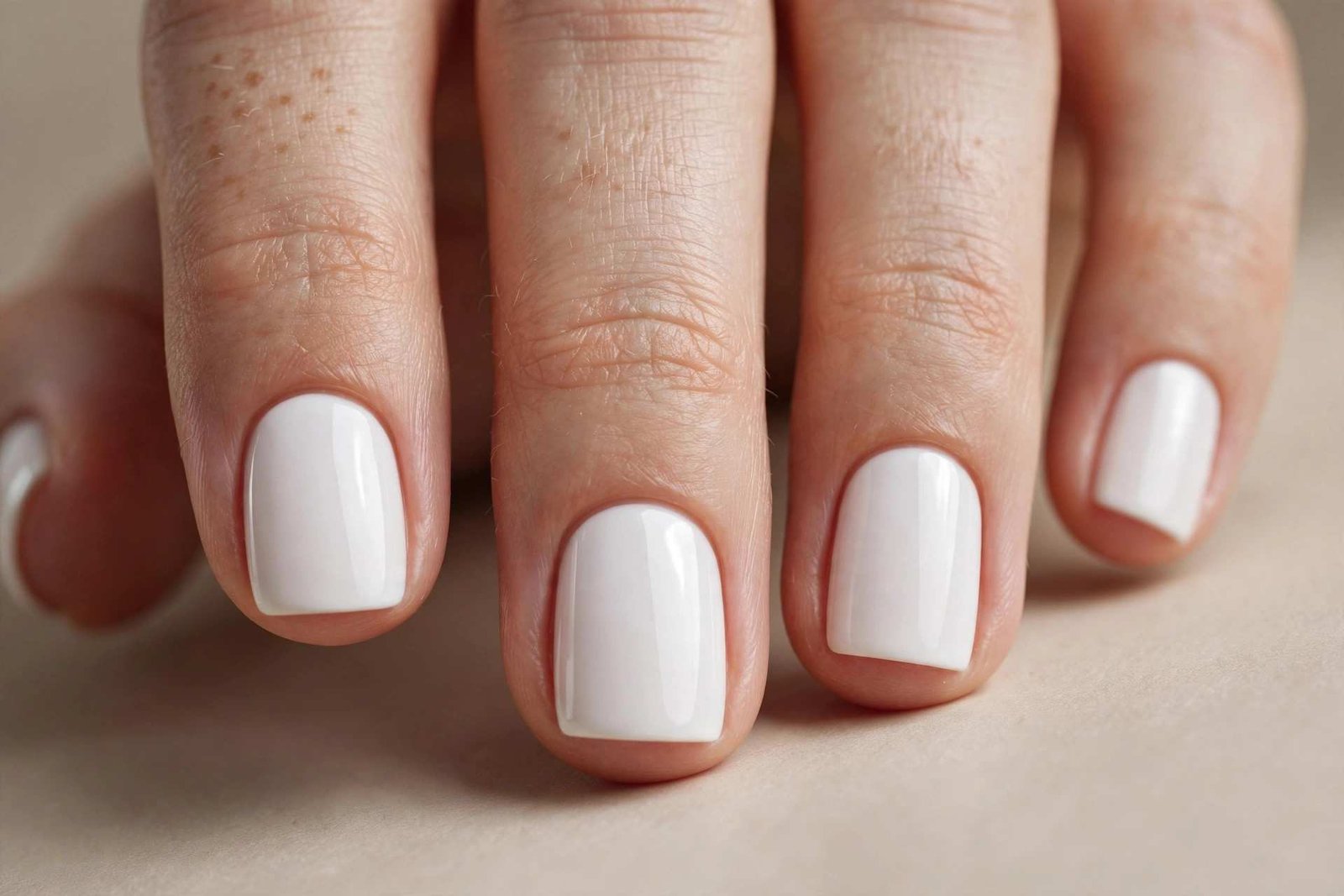 White Short Minimal nail design
