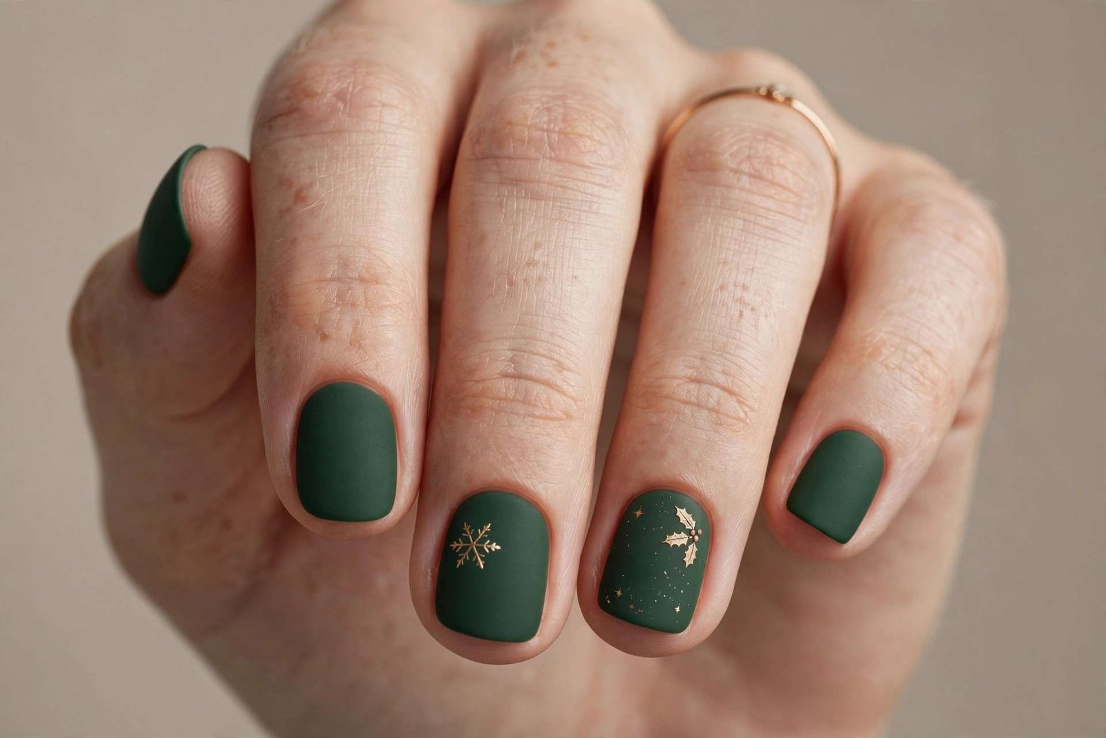 Matte Short Green nail design
