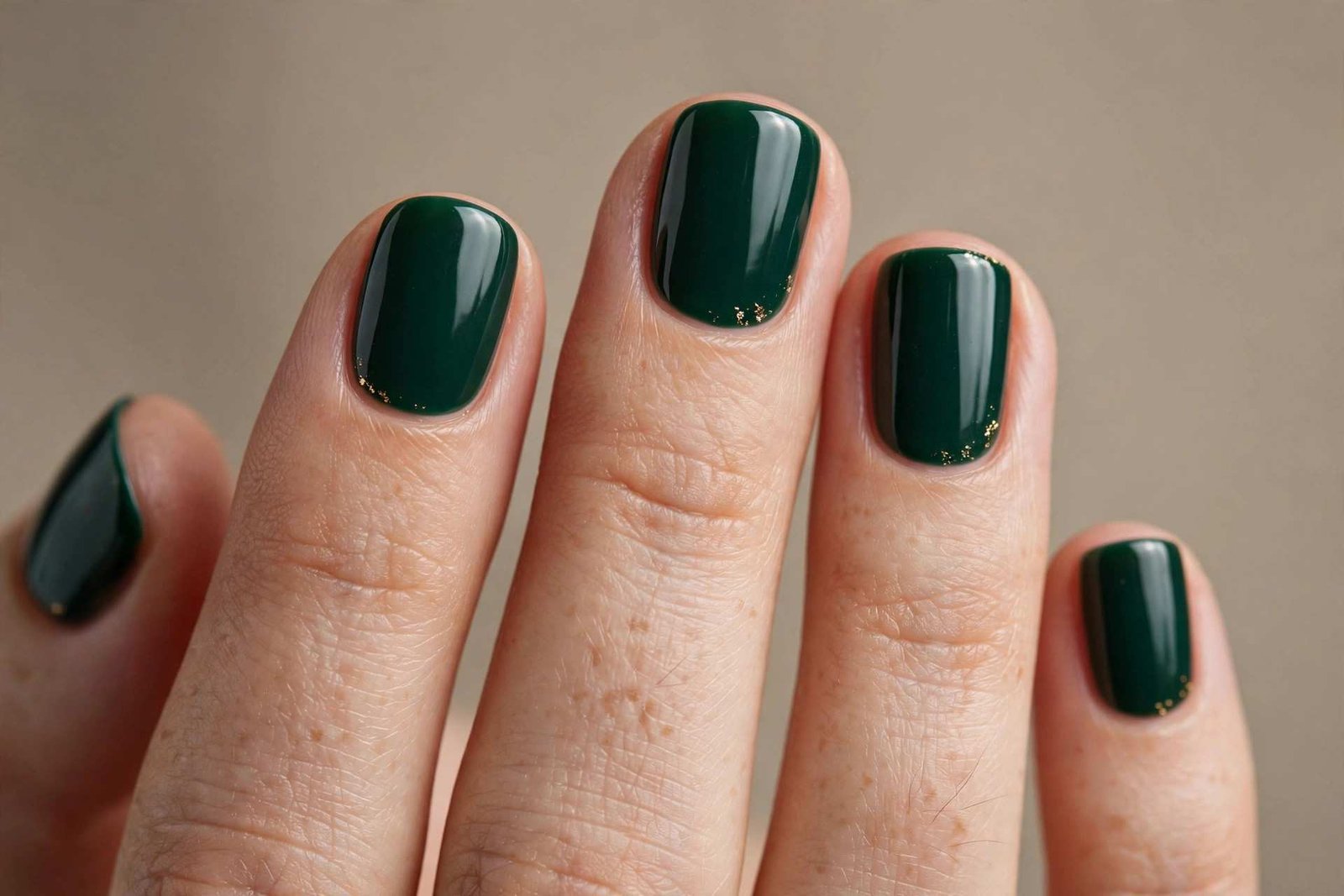 Dark Green Short nail design