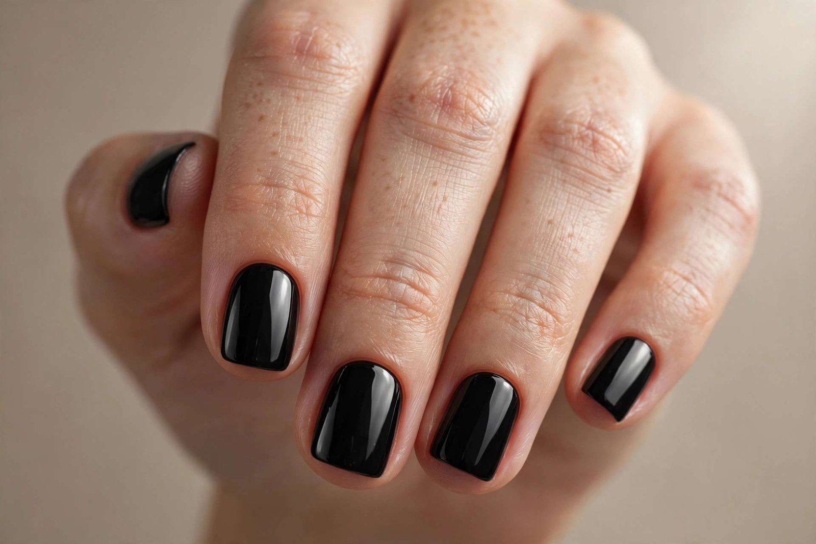 Black Short Gloss nail design