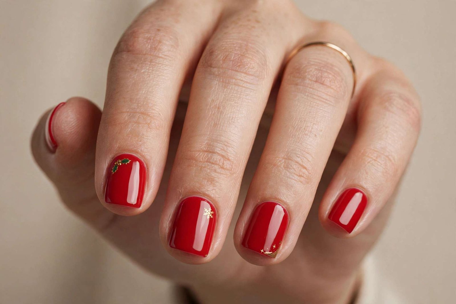 Short Red Classic nail design