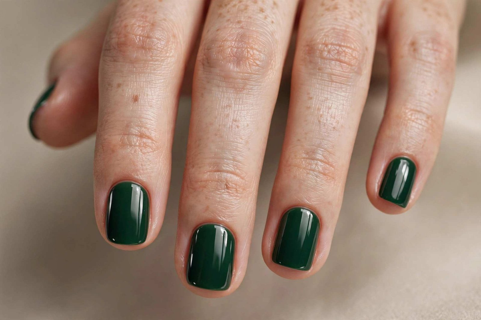 Dark Green Short nail design