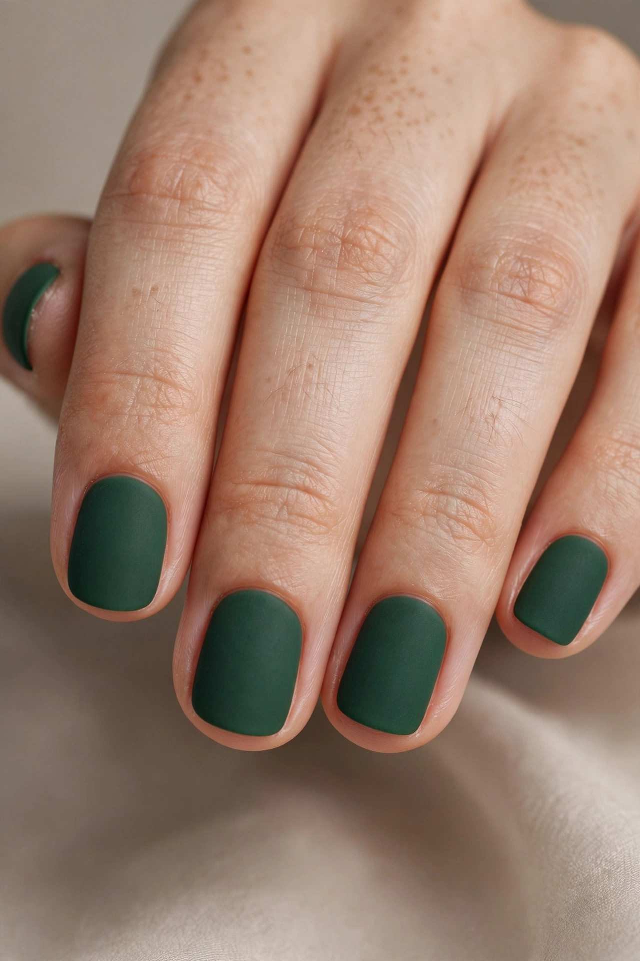 Matte Short Green nail design