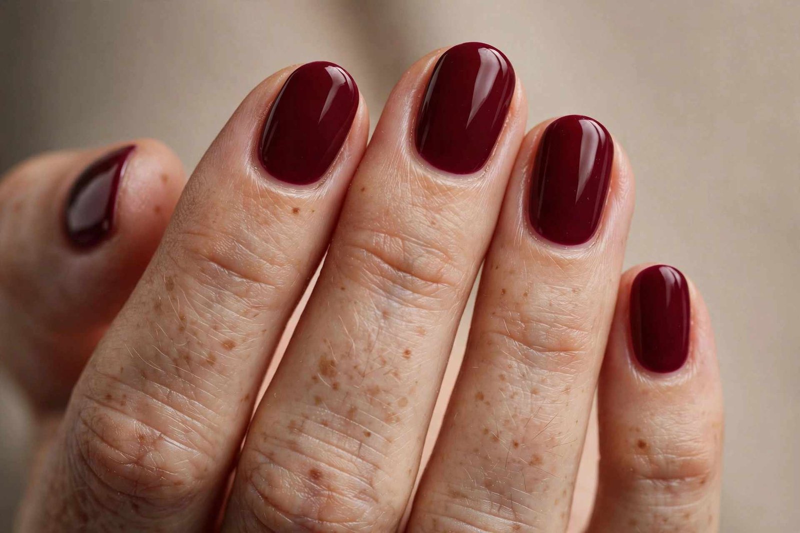 Burgundy Short Almond nail design