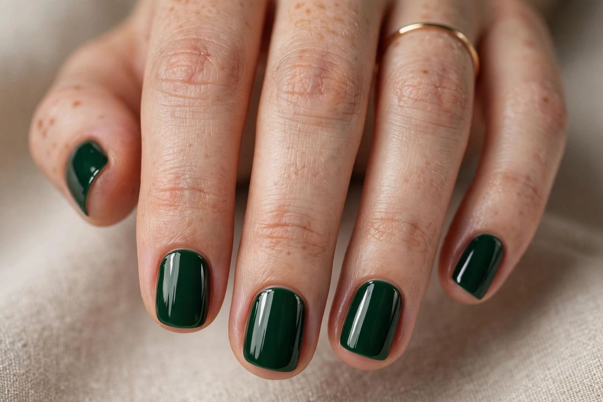 Dark Green Short nail design