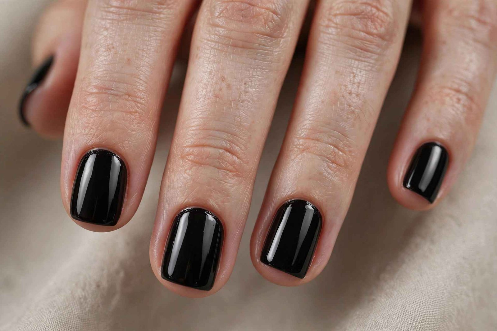 Black Short Gloss nail design